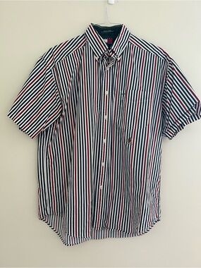 Vintage Tommy Hilfiger Men's Short Sleeve Striped Button-Up Shirt